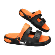 (Black Orange, 39) Shock Absorb Men\'s Slippers for Beach & Pool