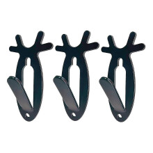 Steel Animal Trophy Wall Hooks, 3-Pack Black Mounting Hooks for Displaying Deer Antlers with 20-Pound Weight Limit
