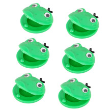 Finger Castanets Set for Kids Musical Instruments, Cartoon Frog Design, Easy Finger Control, 6 Pack