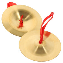 Mini Copper Finger Cymbals with Nylon Lanyard Clear Crisp Sound for Dance and Music Practice
