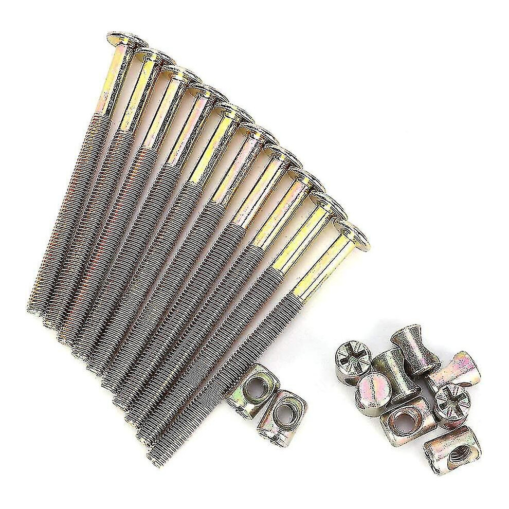 M6 Furniture Bolts, Pack Of 10, Galvanised Steel With Hex Head Barrel Nuts For Secure Connection 6901508458161