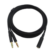 2m Nylon Braided Audio Extension Cable Compatible with Gaming Headsets, 3.5mm Gold-Plated Right-Angle Connector