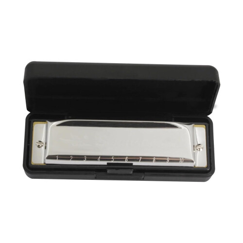 Professional 10 Hole C Harmonica Silver with Accurate Tuning and Smooth Comfortable Surface