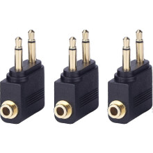 Adattatore Audio per Aerei con Spine Dorate, Compatibile con Prese Cuffie Avio, Doppio Jack Maschio 3.5mm a Singola Femmina, per Musica e Film