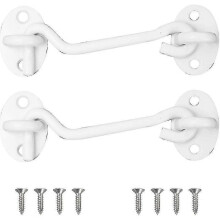 [2-Pack] RVS Haken 100mm voor Schuifdeur en Raam Vergrendeling met Glow-in-the-Dark Functie, Inclusief Schroeven