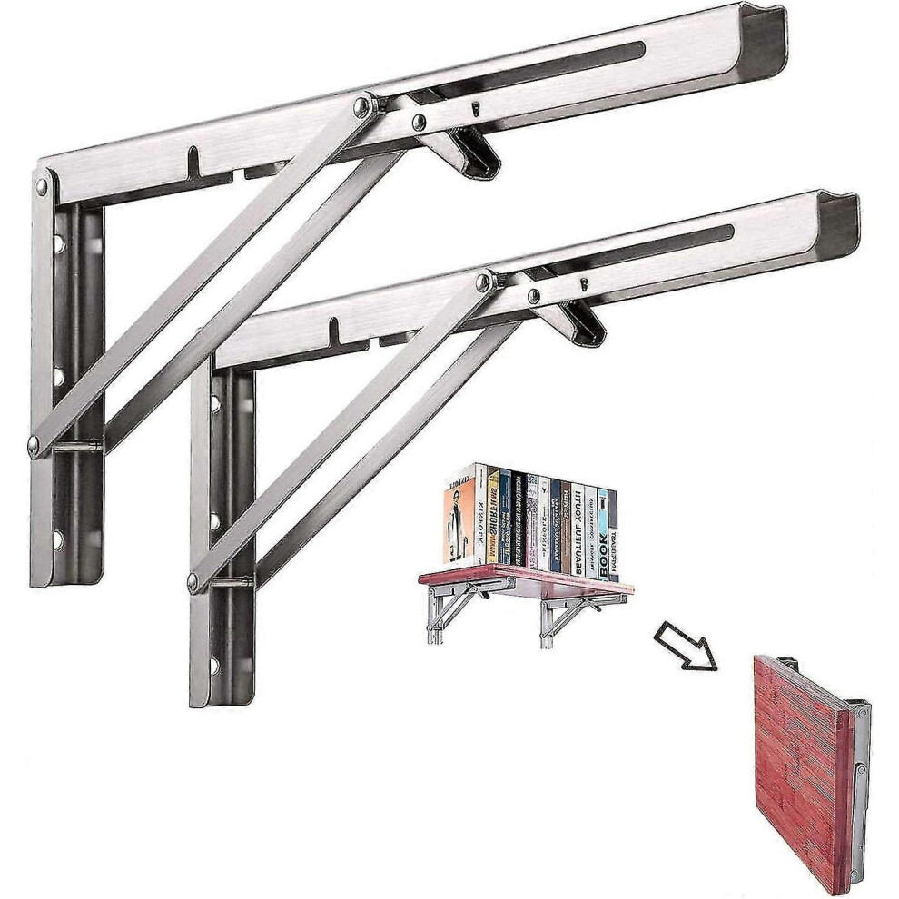 Stainless Steel Folding Bracket With 90 Degree Lock, Sturdy Triangular Construction For Space Saving Wall Shelf 6901508474567