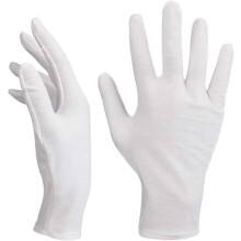 Luvas de algodão macias e respiráveis 12 pares brancas, 21,5 cm reutilizáveis e laváveis à máquina para proteção de superfícies delicadas