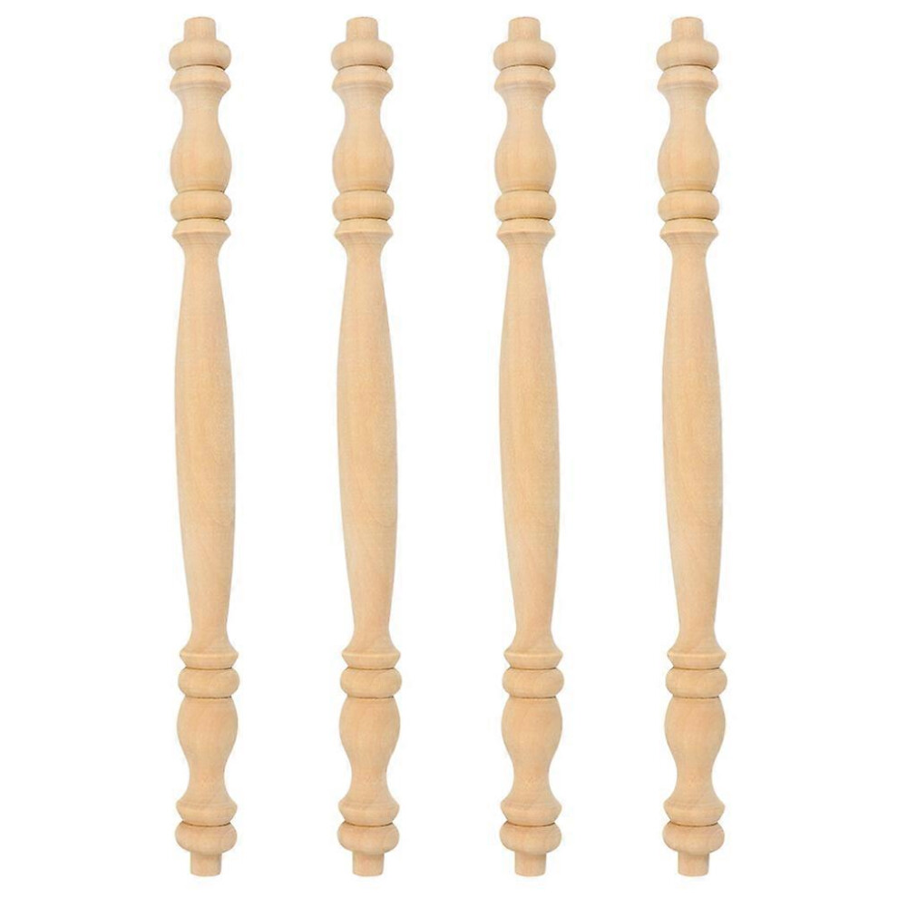 Solid Wood Roman Column Spindles, Set Of 4 Unfinished Balusters For Interior Decoration Structural Support 6901508477414