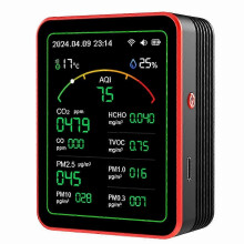 Luchtkwaliteitsmeter met 2,8 inch TFT-kleurenscherm en real-time kleurindex voor binnenlucht - Accu gevoed