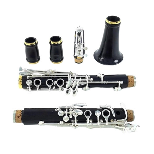 Professional Wooden Bb Clarinet with Silver Plated Keys, Durable Solid Wood, Beginner Friendly