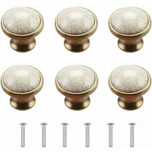 Furniture Knobs 6-Pack, Ceramic Alloy with Retro Crackle Finish, for 18mm Cabinet Drawer