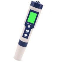 Wasserqualitätstester mit Titanlegierungs-Sonde, ATC, 5-in-1 für pH-Wert, TDS, EC, Salzgehalt und Temperatur für Pool, Aquarium