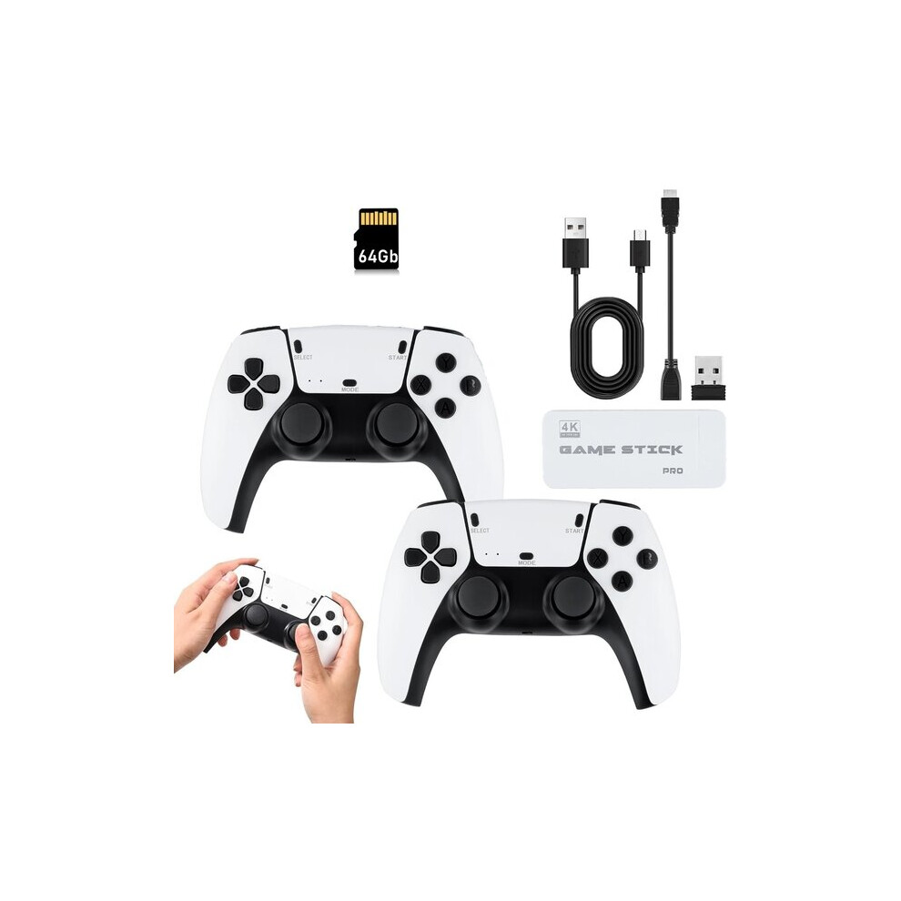 64Gb Retro Tv Game Stick With Dual Wireless Controllers For 4-Player Multiplayer Games 20+ Console Emulator Support 6901508505698