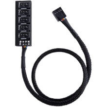Cavo Splitter Ventola PC 1 a 4/5 PWM con Connettori Madre 4 Pin, Cavo Sleeved Nero 37cm