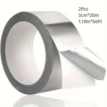 Aluminium Foil Tape with Strong Adhesion for HVAC Pipe Wrapping Insulation, 2 Rolls, Silver