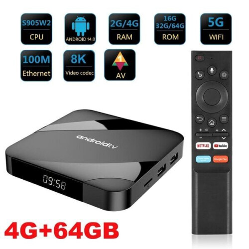 Android TV Box με Δίκτυο WiFi Dual-Band, Bluetooth 5.0, Αναπαραγωγή Μέσων 4K 8K και Βοηθός Φωνής 1