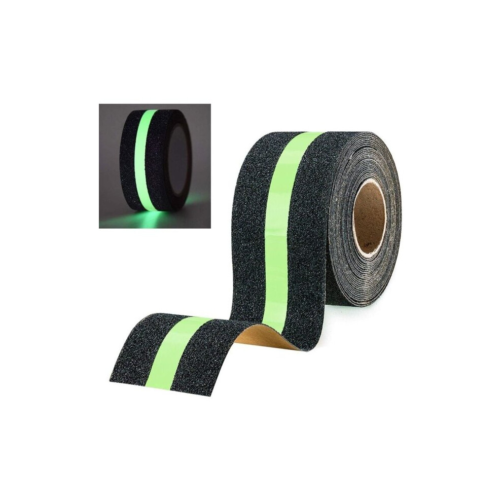 Anti-Slip Tape 50Mm X 5M Luminous Stair Edge Tape With 80-Grit Aluminium Oxide Glows Green In The Dark For Indoor Outdoor Steps 6901508535695