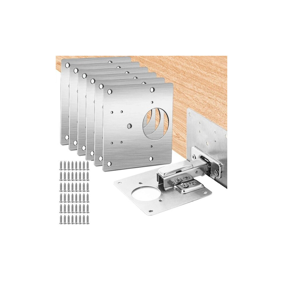 Hinge Repair Plate For Furniture, 90X90mm Stainless Steel Fixing Plate, 6 Pcs 6901508508200
