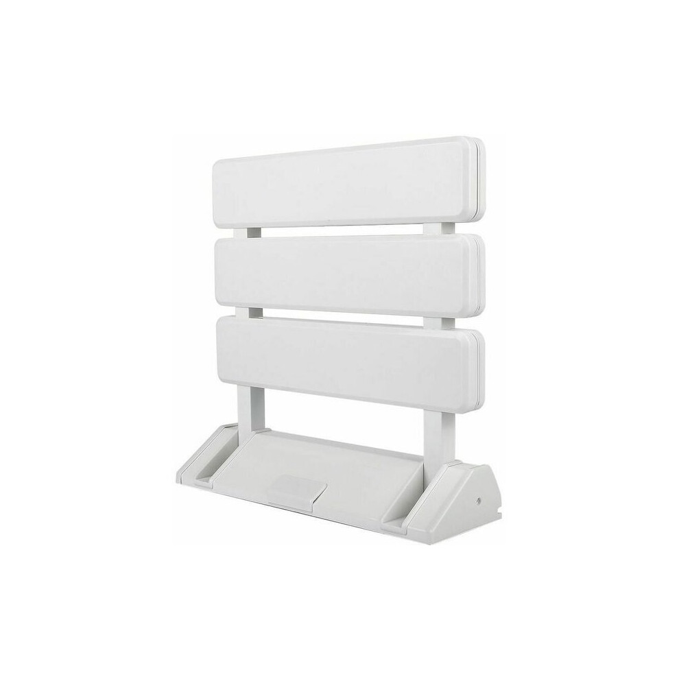 White Wall Mounted Folding Shower Seat, 130Kg Heavy Duty Space Saving, Abs Aluminium Bathroom Chair, Foldable Shower Stool