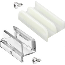 Guide d'Alignement Inférieur pour Porte de Douche Coulissante, Compatible Verre 1/2 et 3/8 Pouce, Installation Sans Outil, 2 Pièces