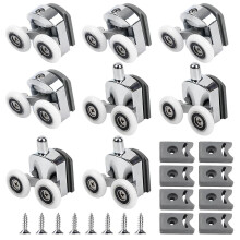 Rolamento para Porta de Box Curva com Blocos Anti-Impacto e Altura Ajustável, Compatível com Vidro de 4-6mm, 8 Peças 23mm