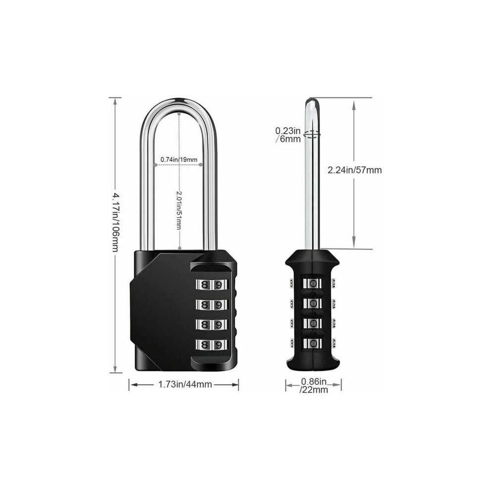 Long Shank Combination Padlock For Secure Locking, 4-Digit Code With 10000 Options, Cut Resistant Zinc Alloy Construction 6901508509580
