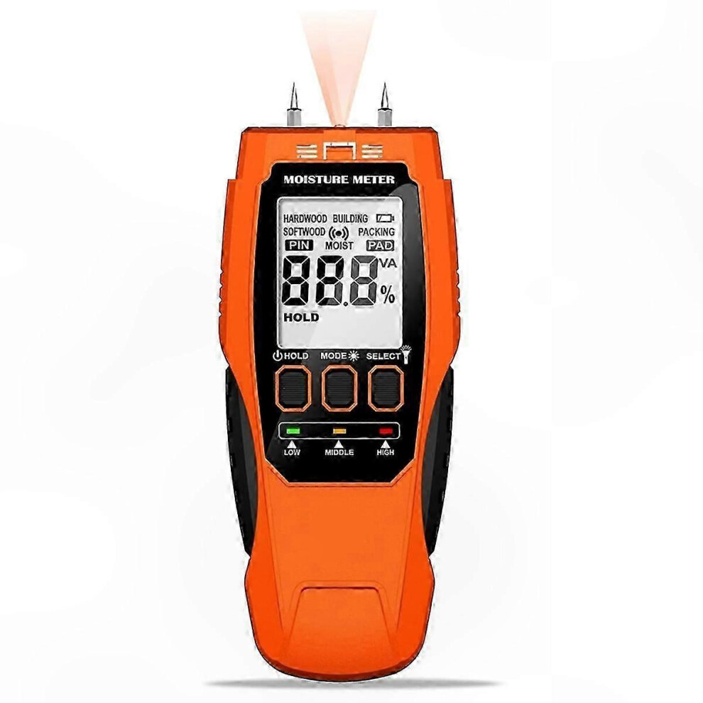 Moisture Tester With Self-Test Function And Backlit Lcd For Accurate Pin/Pinless Moisture Measurement 6901508483866