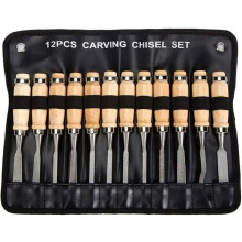 Juego de 12 cinceles para tallar madera, ideal para principiantes, aficionados y artesanos, con diversas formas de gubia.