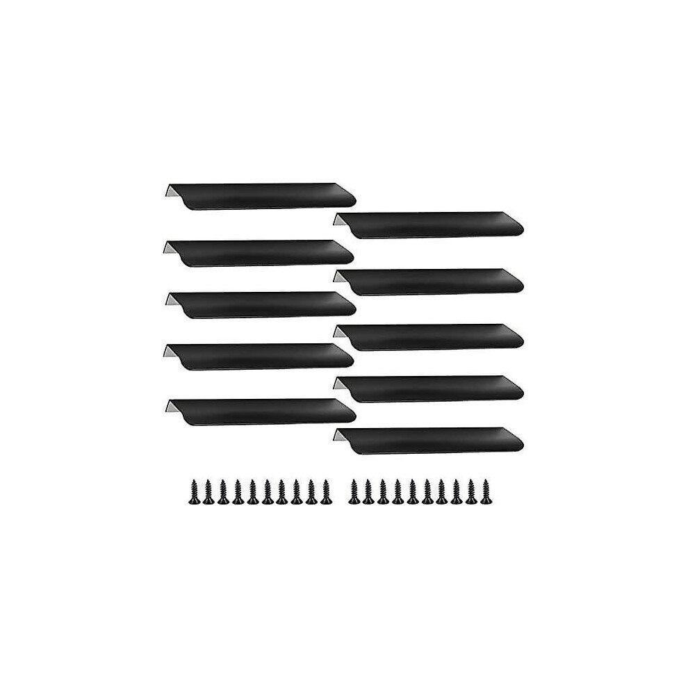 Aluminium Alloy Drawer Handles 150Mm, 10Pcs Black Fade Resistant Cabinet Pulls With Smooth Curved Edges, Hole Centres 128Mm 6901508533219