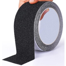 Selbstklebendes Antirutschband, 5 cm x 10 m, schwarzes PVC, abriebfest, für glatte Oberflächen wie Fliesen, Metall und Holz