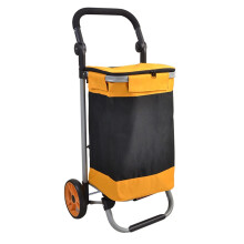 Folding Shopping Cart, Heavy Duty Grocery Cart for Luggage and Groceries, 2Wheel, Orange