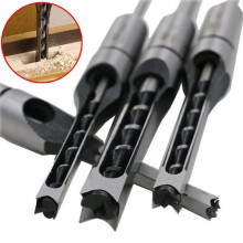 Square Hole Chisel for Wood Tenons, 45 Steel Drill Bit Set 6.4/8/9.5/12.7mm to Reduce Manual Work Intensity in Carpentry Installation