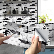 Easy to Apply Self-Adhesive Wall Panels Stain-Resistant Brick Texture 20cm x 10cm Set of 12 Removable Wall Tiles