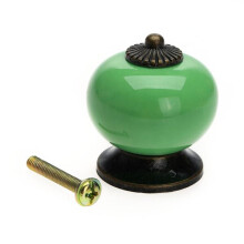 Single Hole Cabinet Knob, 34mm Width Ceramic Handle with Zinc Alloy Base, Durable and Quick Installation for Drawers Doors