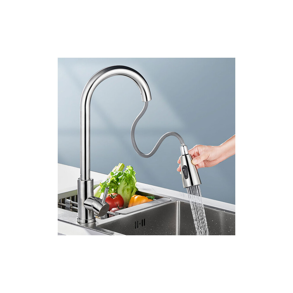 Pull-Out Kitchen Faucet With Two-Speed Spray Gravity Ball Return, 304 Stainless Steel Deck Mounted Mixer Tap For Sink 6901508526181