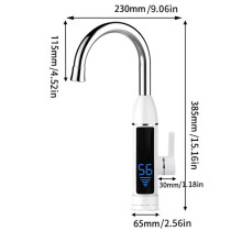 Chauffe-eau instantané avec écran LCD et robinet rotatif 360, protection fuite d'eau et arrêt automatique