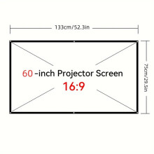 Tela de Projeção Dobrável de 100 Polegadas, Material de Poliéster e Kit de Suspensão para Visualização Indoor e Outdoor