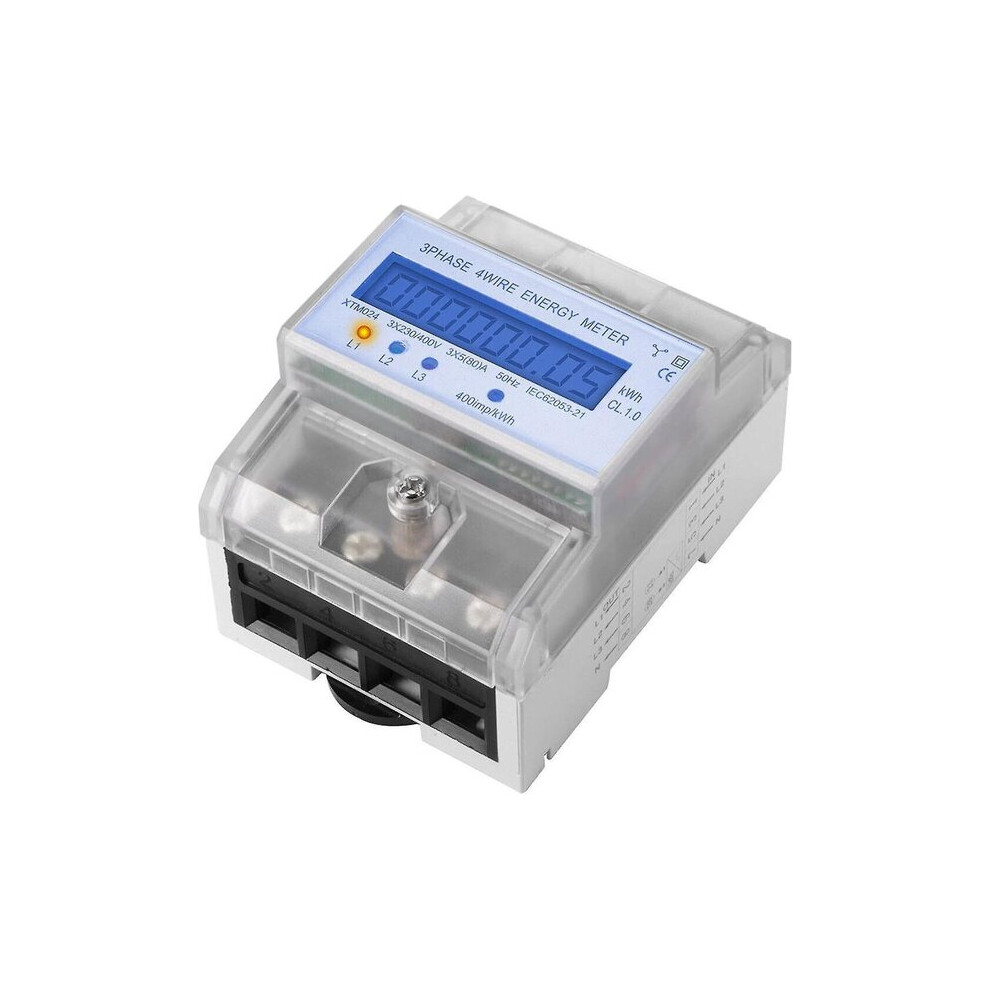 Three-Phase 4-Wire Lcd Digital Electricity Metre With S0 Pulse Interface, Class 1 Accuracy For Remote Reading Din Rail Mount 6901508561137
