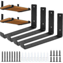 Heavy Duty Shelf Brackets for Wall 65KG Capacity 5mm Iron 4-Pack Black Industrial Style