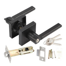 Zinc Alloy Door Lever Lock, Black Privacy Lock with Key for Interior Doors, Adjustable Latch, 66mm Rosette