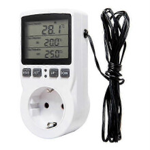 Thermostat Socket with Programmable Timer, 16A 3680W External Sensor for Indoor Climate Control, Heating Cooling