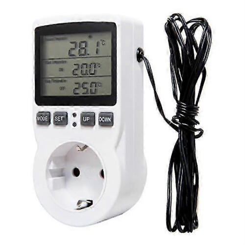 Thermostat Socket with Programmable Timer, 16A 3680W External Sensor for Indoor Climate Control, Heating Cooling