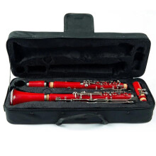 Professional Bb Clarinet Red Plastic with Nickel Plated Keys for Beginners and Advanced Players