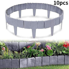 10 Pcs Plastic Lawn Edging, No Digging Required, Flexible Garden Border for Curved Paths, Weatherproof UV Resistant, Charcoal Grey