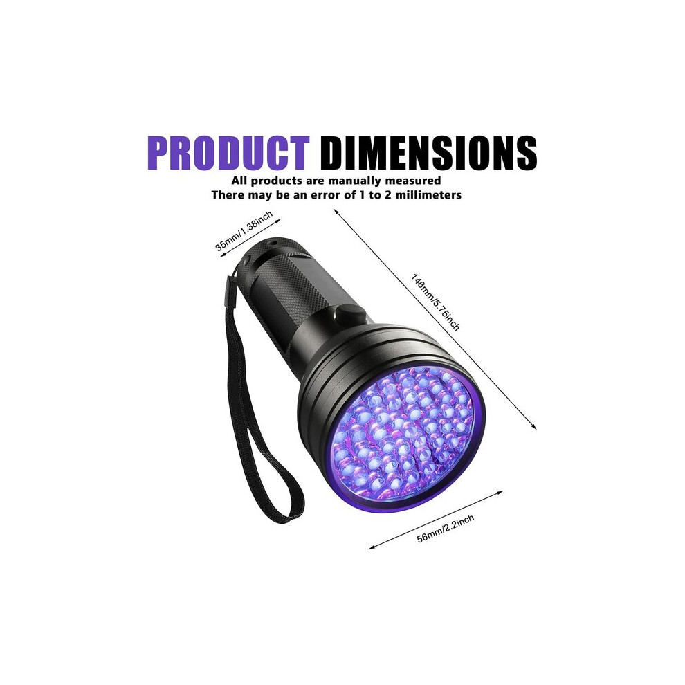 Uv Flashlight Torch, 395Nm 51Led Double Pack For Hygiene Inspection Security Feature Verification, Portable Detector For Banknotes, Id Antiques 6901508560406