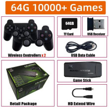 Console Gioco Retro TV con 64GB 10000+ Giochi, 9 Emulatori, 2 Controller Wireless 2.4G, Uscita HDMI 4K