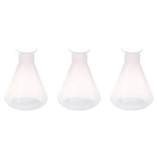 3X 500Ml Clear Plastic Laboratory Chemical Conical Flask Storage Bottle