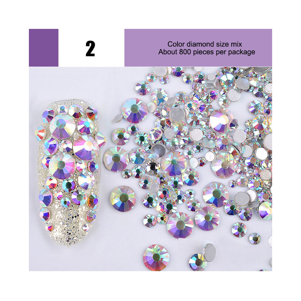 Reach-Tools Silver (Ab Diamond Bottom) 800Pcs Ab Rhinestones For 3D Nail Art