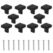 Antibacterial Brass Handles, Solid Brass Square Cabinet Knobs 25mm, Rustproof Drawer Pulls 10 Pack for Modern Kitchen and Bathroom
