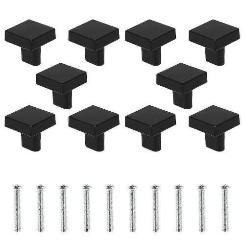 Antibacterial Brass Handles, Solid Brass Square Cabinet Knobs 25mm, Rustproof Drawer Pulls 10 Pack for Modern Kitchen and Bathroom
